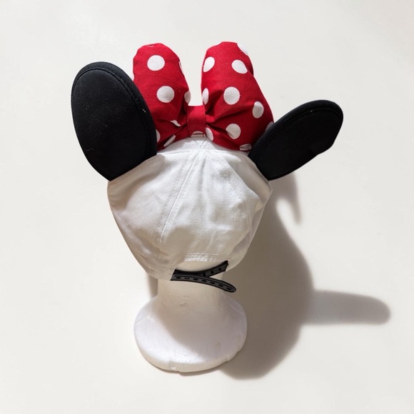 Disney Minnie Mouse Red White Polka Dot Bow Ear Adult Baseball Cap.  NWT